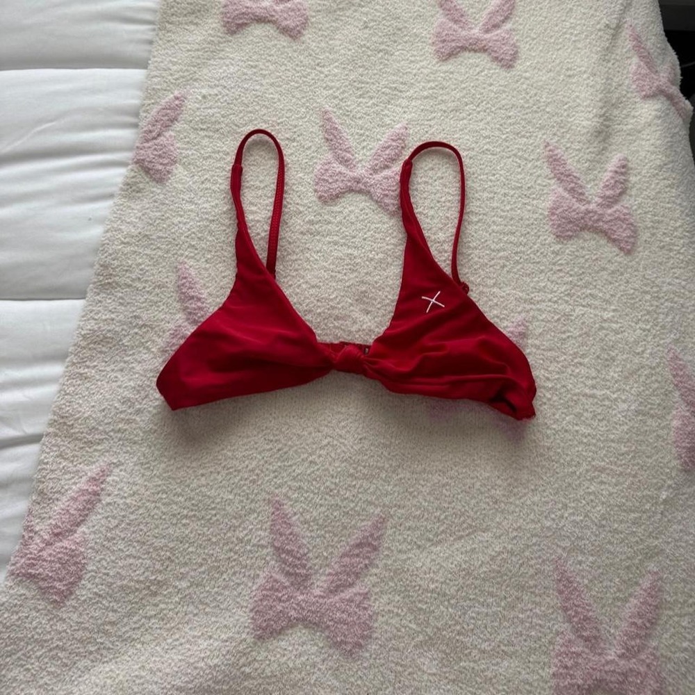 BoutineLa red twist front bikini top